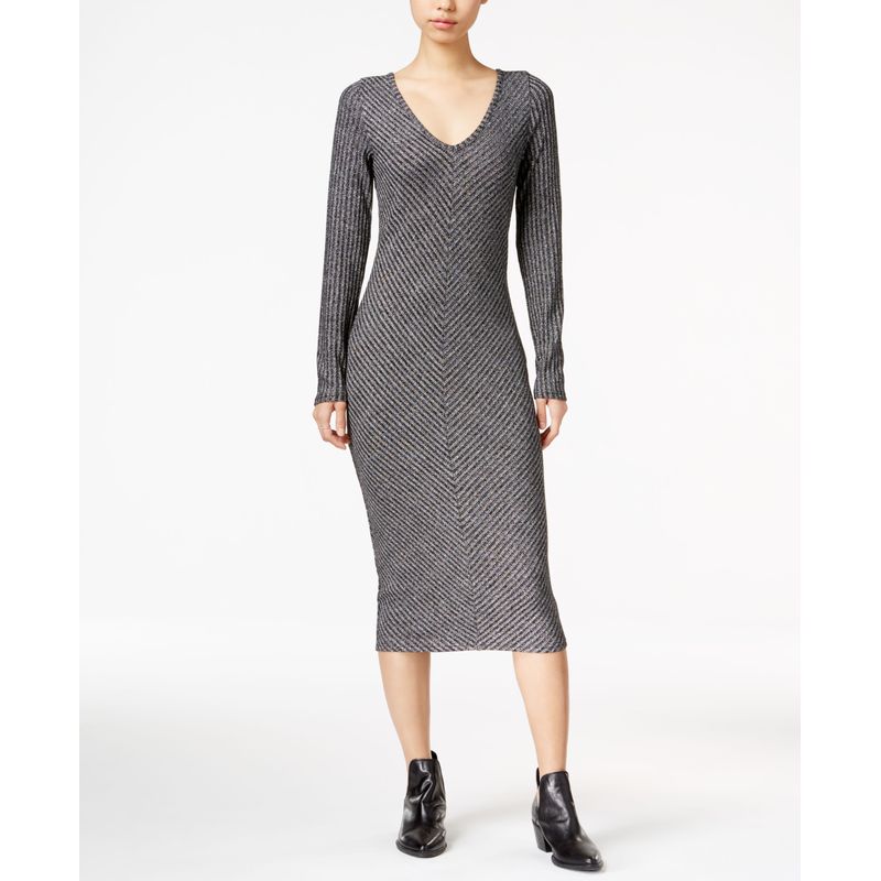 Bar Iii Metallic Ribbed Bodycon Dress